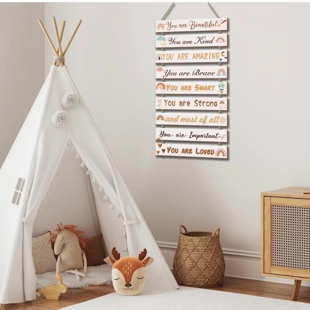 9 Piece Boho Rainbow Decor for Girls Bedroom Wall Decor Hanging Plaques NEW